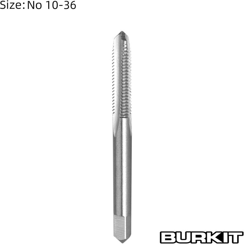 Burkit 2pcs No 10-36 UNS Thread Tap Right Hand, HSS 10 x 36 UNS Straight Fluted Machine Tap - Image 2